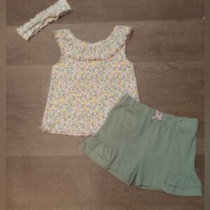 Little Lass 2-Piece Girls Short Set with Matching Headband Size 5